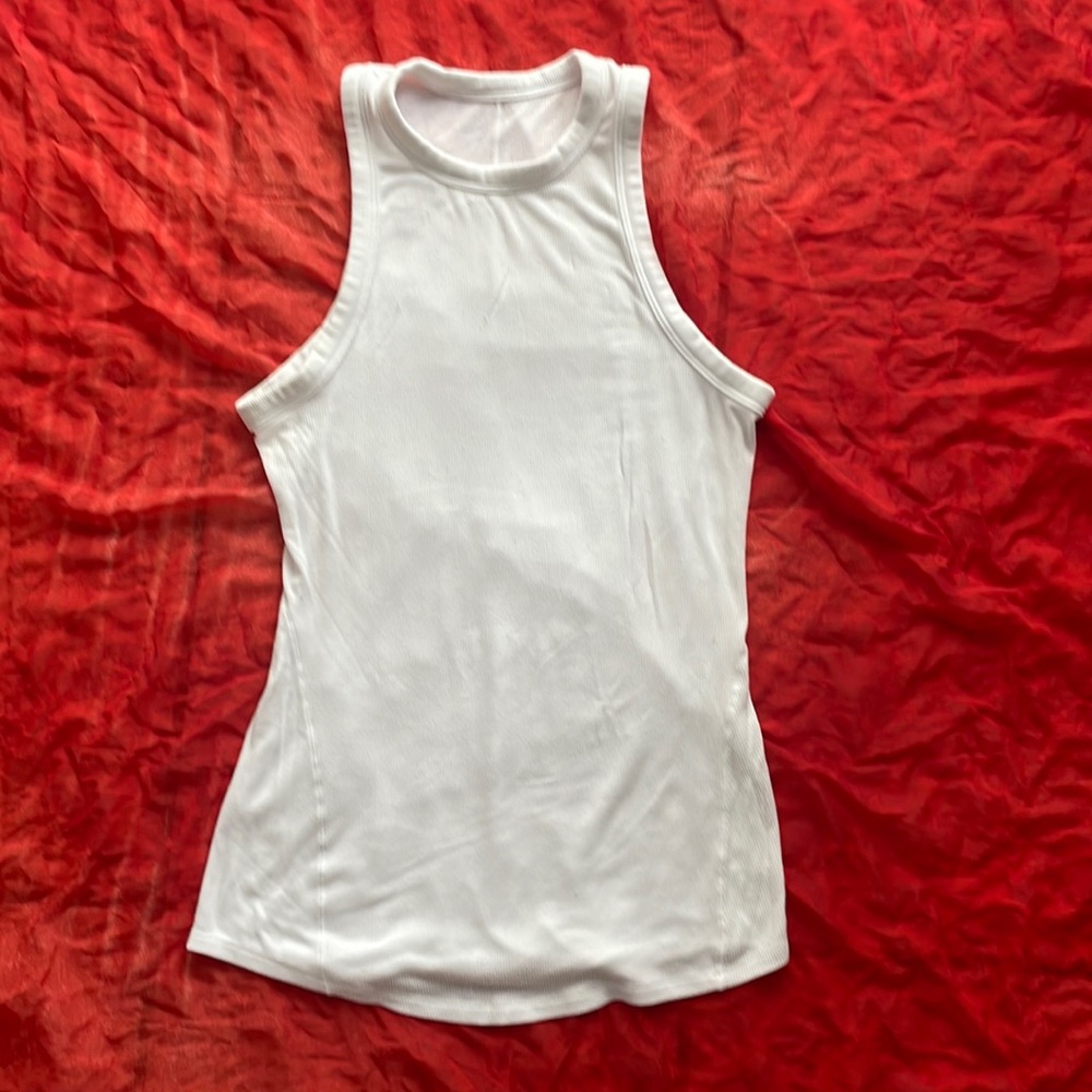 Lululemon athletica women cotton white tank top ribbed
